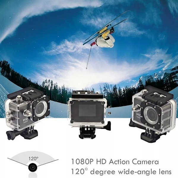 Opgraderet 2,0\" HD 1080P Sportskamera Action Camcorder DV Kamera Go Car Cam Pro silvergrå