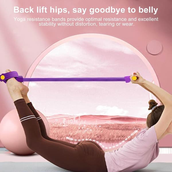 Multifunktionellt Spännrep | Elastisk Yoga Pedal Puller | Dragreducerare | Sit-up Träningsutrustning | Unisex Träning | Motståndsrep Lila