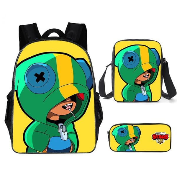 2026 Brawl Stars Backpack 3-piece set 17 inch Game Backpack + Shoulder Bag + Pencil Case (J) 26