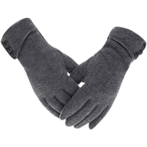 Womens Touch Screen Phone Fleece Windproof Gloves Winter Warm Wear Outdoor sports, cycling, non-velvet gloves in autumn and winter -grey