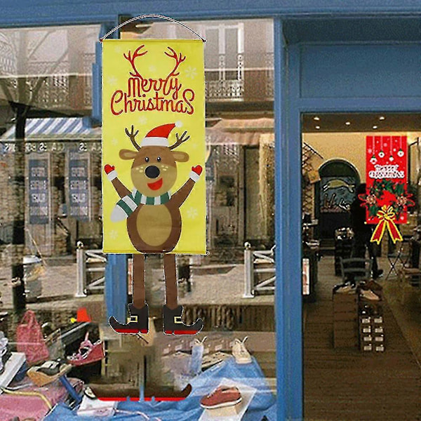 Julflagga för utomhus Julduk Dörrbanderoller Julentréskylt Hängande Prydnader SNOWMAN