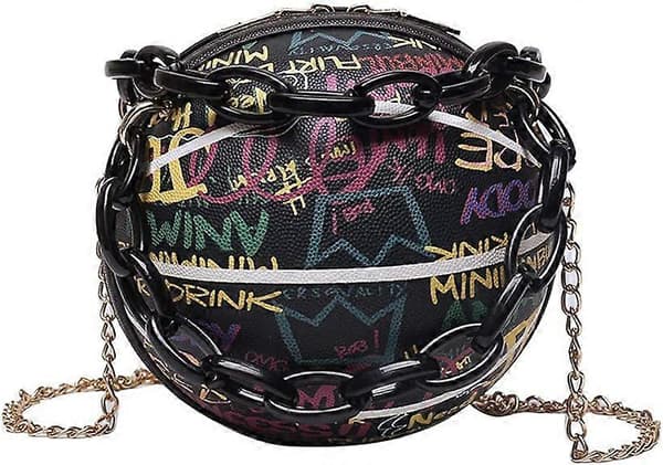 Mini handväska för kvinnor med graffitibokstäver i basketform, korsformad