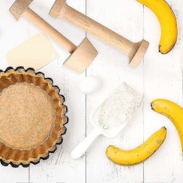 Tart Tamper, Trääggtårtspress Dubbelsidig DIY Tårtsform Köksbakverk Verktyg (2 st
