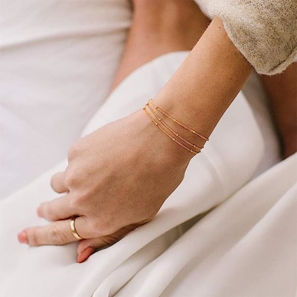 Armband för kvinnor 14K guldpläterad läcker kedja Enkla smycken söta för flickor