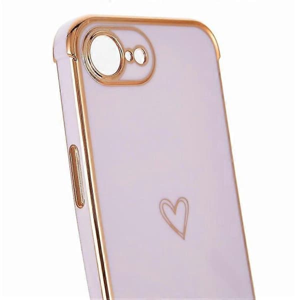 Case for iPhone 16e, Love Pattern, TPU Phone Case, Electroplated Edge (Purple)