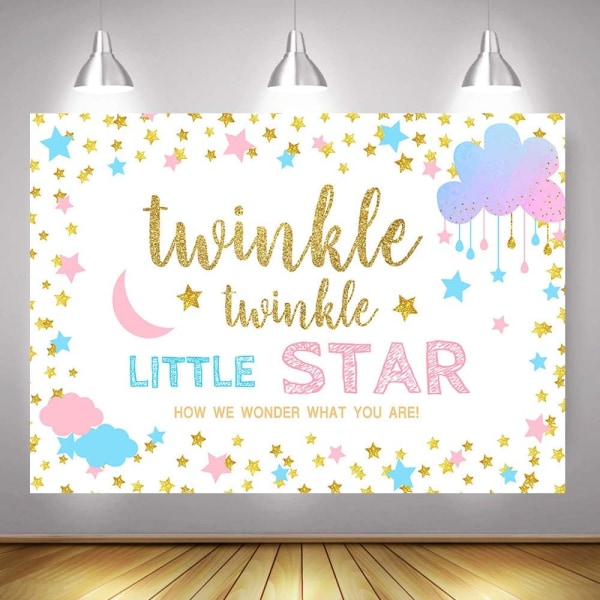 6*4 jalkaa, Twinkle Star sukupuolen paljastuskoriste Poika tai tyttö sukupuolen paljastus tausta vinyyli Twinkle Twinkle Little Star Banner tarvikkeet