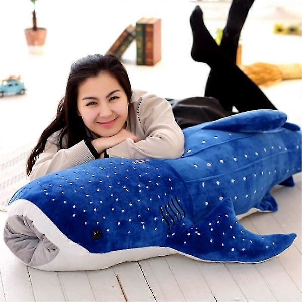 150 cm Stor Myk Hai Plysj Leke Stor Kreativ Blå Hval Utstoppet Myk Hai Sjøfisk Plysjpute Nydelig Barn Baby Dukke Gray 100cm