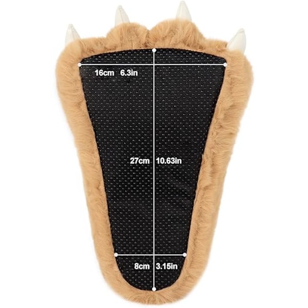 Vinter Dyre Klo Sko Sjove Plys Bjørne Sutsko Plys Bjørneformede Kløer Skridsikre Sutsko Unisex Sødt Tøj Hjemmesko brown