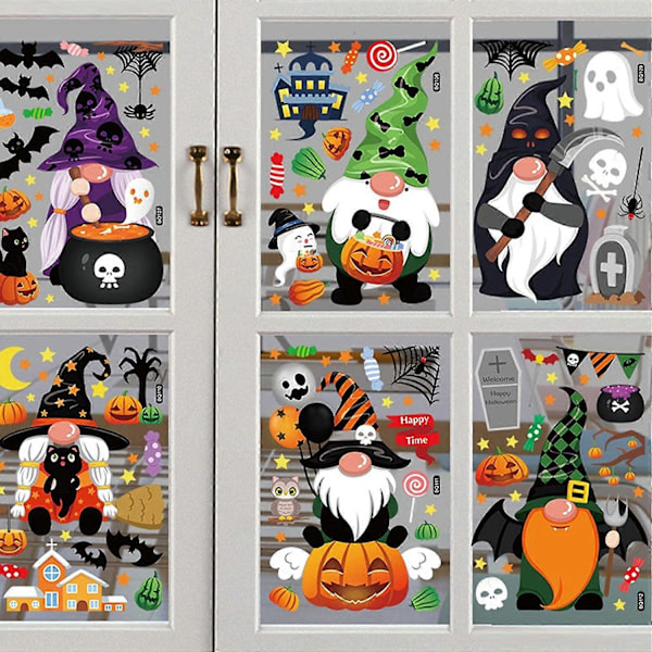Halloween Dekorasjon Heks Spøkelse Gresskar Flaggermus Halloween Vindusklistremerker