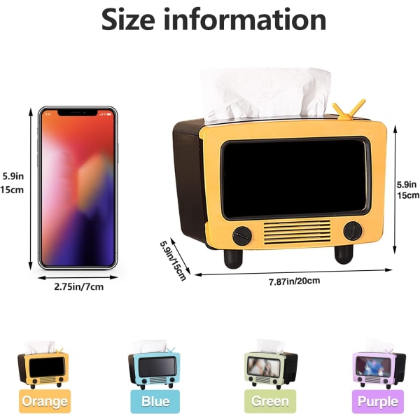 TV Tissue Box Multi Kreativ Tissue Box Hållare med Mobiltelefon Tissue Hållare Hem Vardagsrum Söt hållare för badrumskontoret (orange)