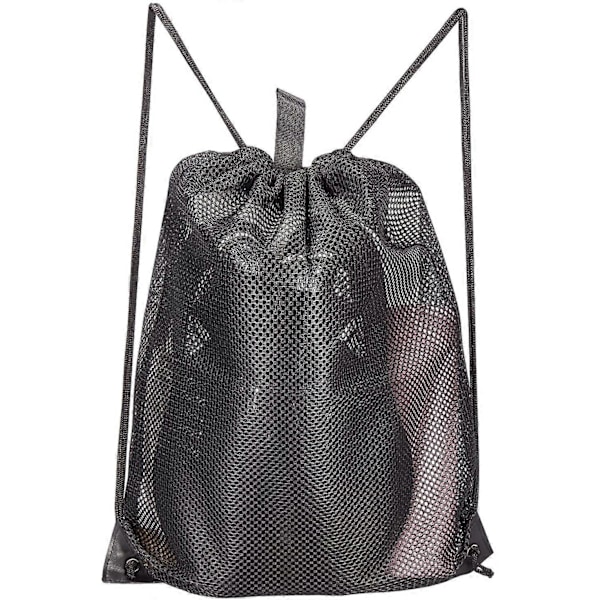 2-PACK Mesh Ryggsäck med dragsko, för gym, tvätt, snäckskal, leksaker och strandfynd