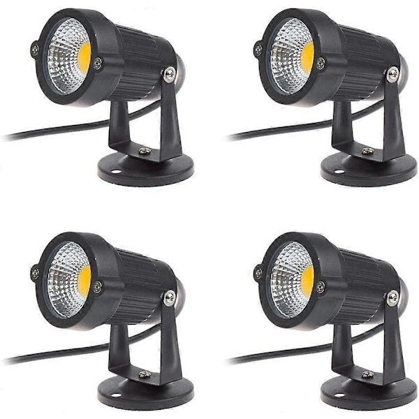 Sæt med 4 COB LED justerbare spotlights 5W 220V, udendørsbelysning Varm hvid