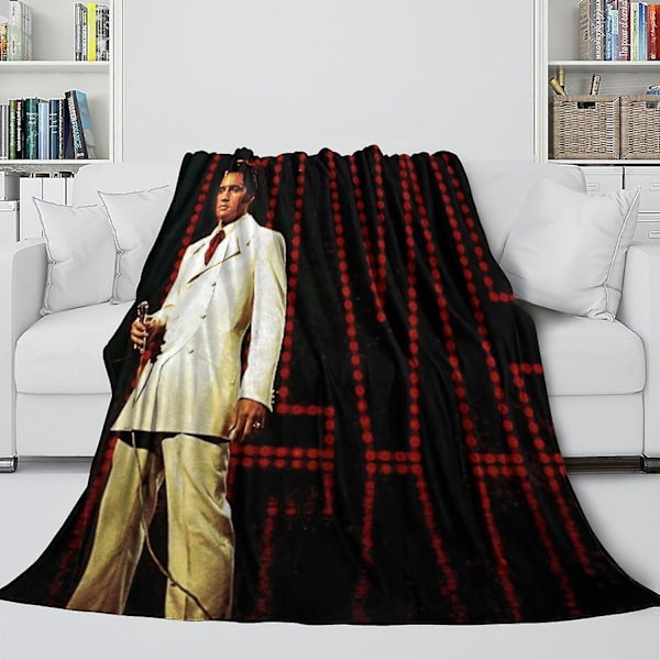 VHOMES 3D Print Elvis Presley Fleece Tæppe Efterår/Vinter Print Flanel Tæppe til Børn Drenge Piger Plys Tæppe Fuzzy Tæppe til Sofa Seng Co 100x125cm 50x40in