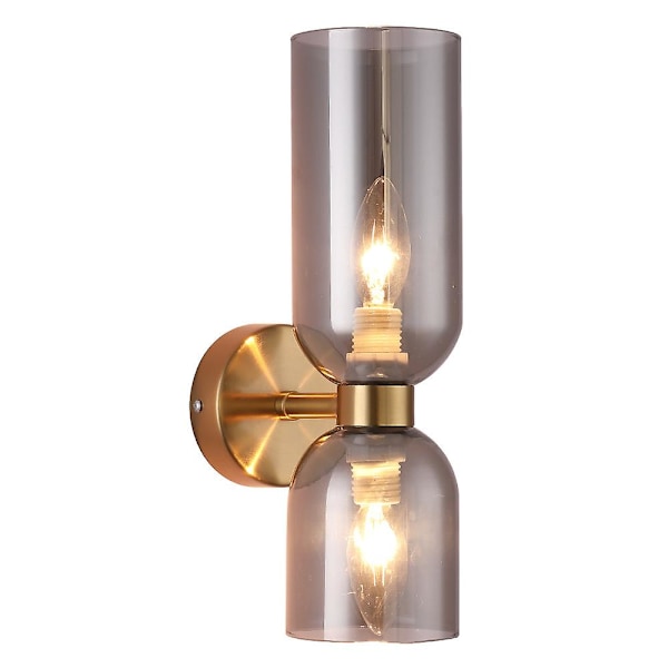 Vegglampe i glass, vegglampe i messing, vegglampe opp og ned, vegglampe i kobber