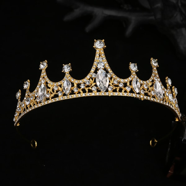 Brud Smycken Koreansk Bröllopsklänning Tillbehör Kristall Barn Kronprinsessan Huvudbonad Legering Strass Hårband (Guld)
