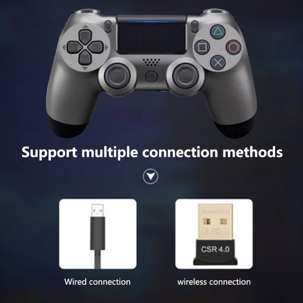 Trådlös spelkontroll Styrenhet Bluetooth Dual Head Gamepad Joystick Gamepad kompatibel med spelkonsol 4-guld stålsvart