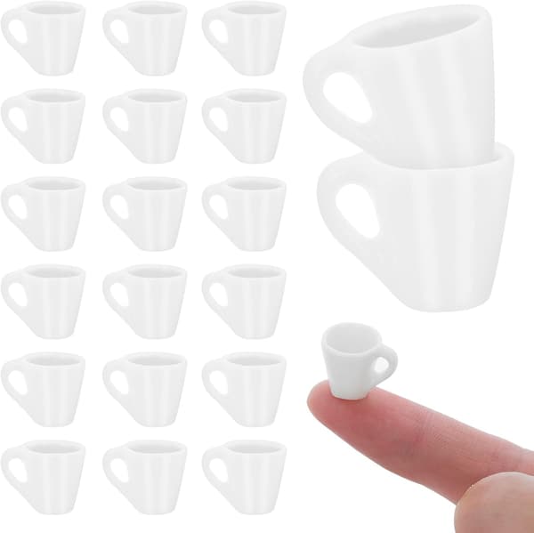 Dukkehus Mini Kaffekopper, Miniature Krus Kopper Tekop, 20 stk