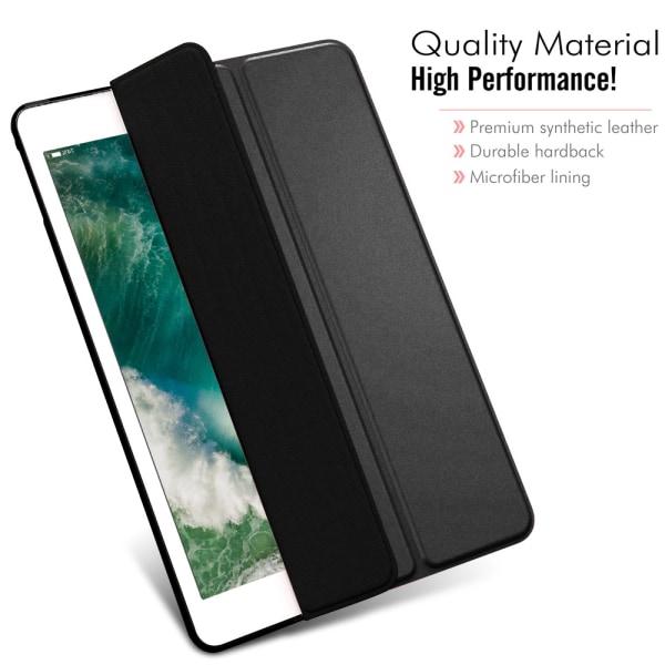 Ultratunt smart case med gummibelagt flexibel TPU- cover, automatisk sömn/väckning och View/Type-stativ för iPad Mini 5-all Black