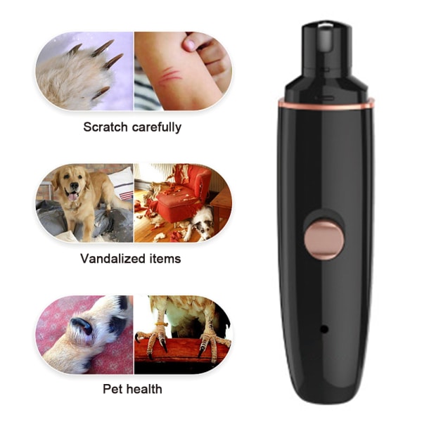 Elektrisk nagelfil och hundslip med 2 slipskivor, klosax för hundar för skonsam trimning och utjämning