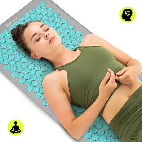 HyperMotion Acupressure Mat XL 130 cm with Pillow & Case, Grey/Mint