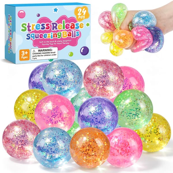 24-pak glitterklemmebolde, Taba klemmelegetøj til børn og voksne