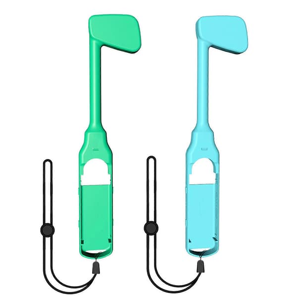 2 stk golfkøller Golf Super Rush Racket for Switch Håndtak Konsolltilbehør Blue green