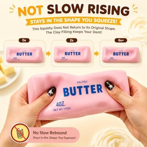 Cremet Smør Squishy ASMR Perlefyldt Realistisk Mad Stressbold