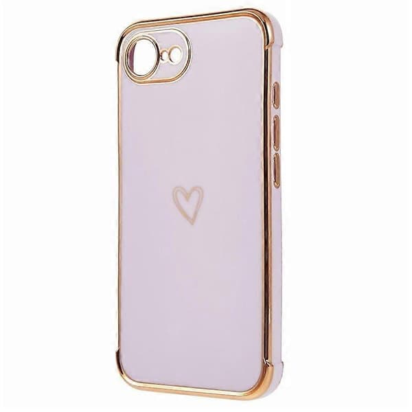 Case for iPhone 16e, Love Pattern, TPU Phone Case, Electroplated Edge (Purple)