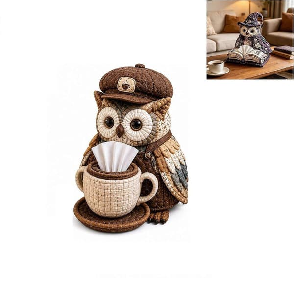 Wise Owl Quilted Tissue Box DIY Sewing Kit, Quilted Owl Tissue Holder DIY Craft Set, Fun Handmade Sewing Project Kit for Home Tabletop Decor Gift