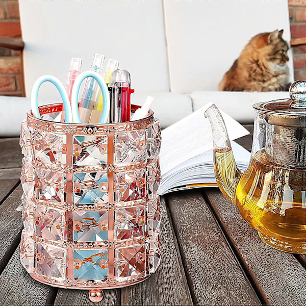 4-pack Kristall Makeupborste Organizer Bling Kosmetikhållare Pennskåp (Guld) rosegold