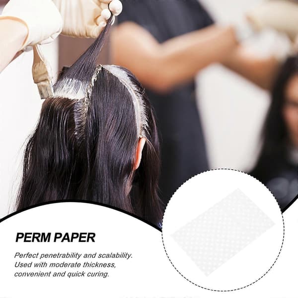 Engangs hårpermanent salon permanent papir til hårstyling 1000 ark 7,5X4,8X0,1 CM Vit