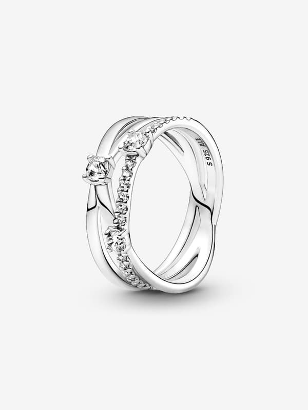 Pandora - Glitrende Trippelbåndsring - Sterlingsølv Circumference: 58mm
