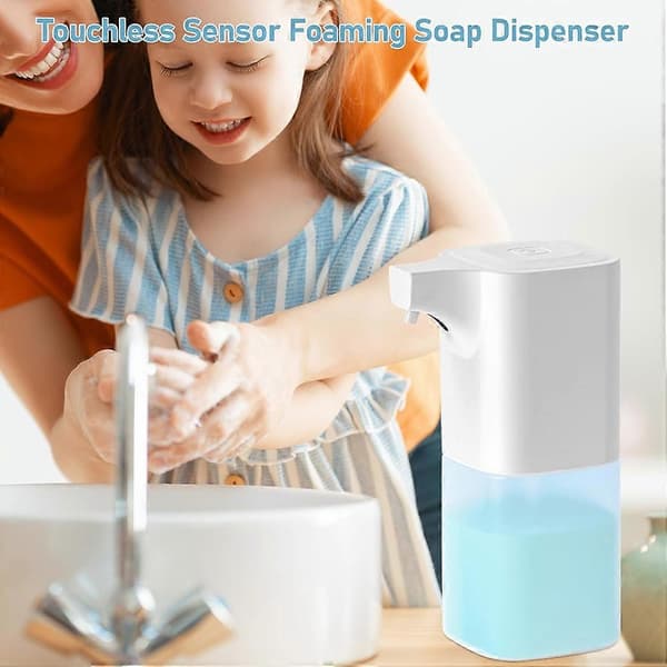 Automatisk skumsæbedispenser, 350 ml, 4 justerbare niveauer, vægmonteret håndsæbedispenser til badeværelse og køkken White