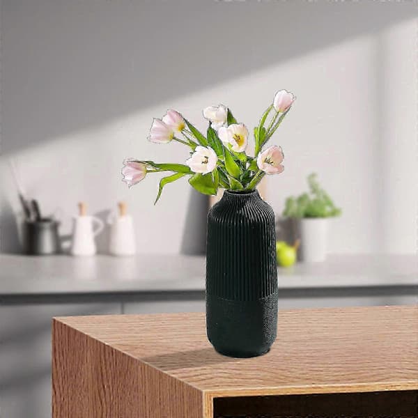 Grön plastvas för pampasblommor, modern heminredning, bröllop - 24,9 cm hög