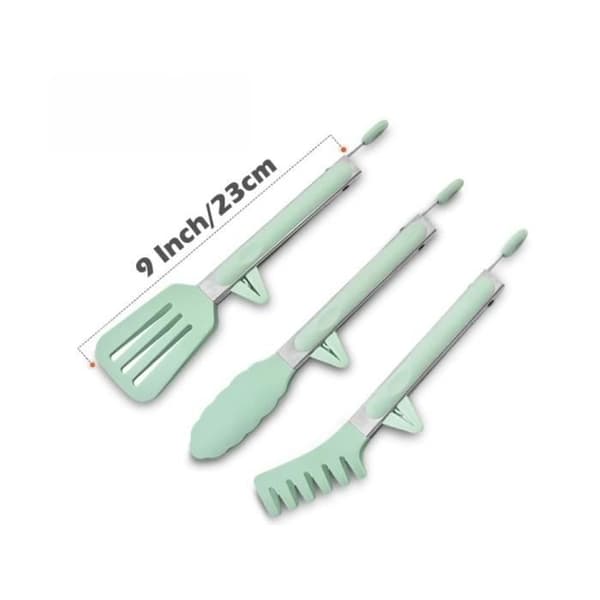 (Grön) Köksredskap - Rostfritt stål - Set om 3 - 23 cm - Silikon - Grön