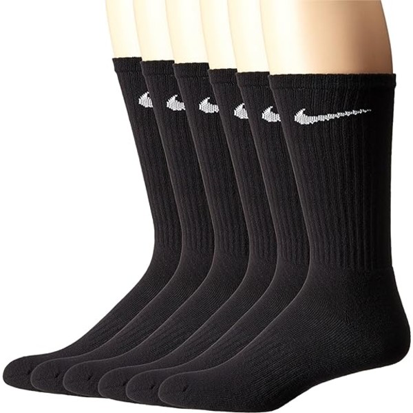 Cushion Crew Socks with Band Black-and-white short-medium-long couples towel-bottom sports basketball socks running socks (6 Pairs)-S black