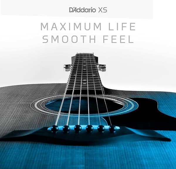 D'Addario Acoustic Guitar Strings, XS Phosphor Bronze Coating, XSAPB1253, Light Thickness 12-53, 6-String Set, 1-Piece Set
