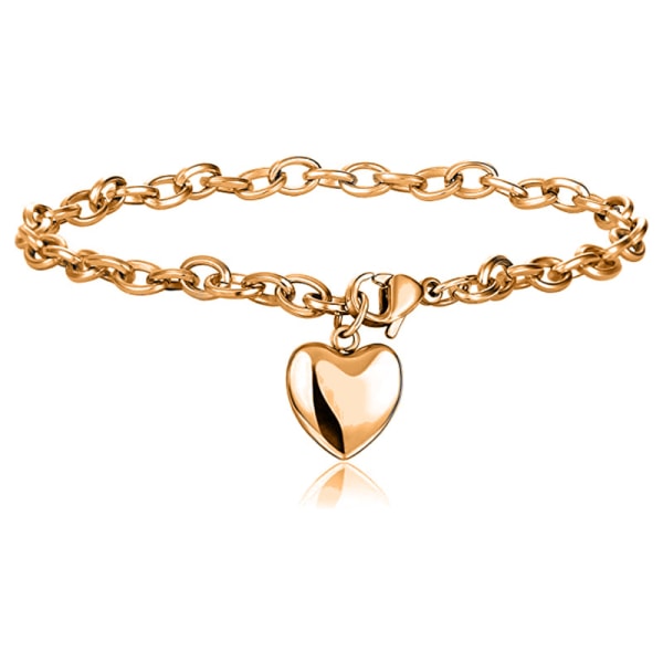 Smycken Kvinnors hjärta Berlock Armband Rostfritt stål Länkarmband Födelsedagspresenter för kvinnor Smycken