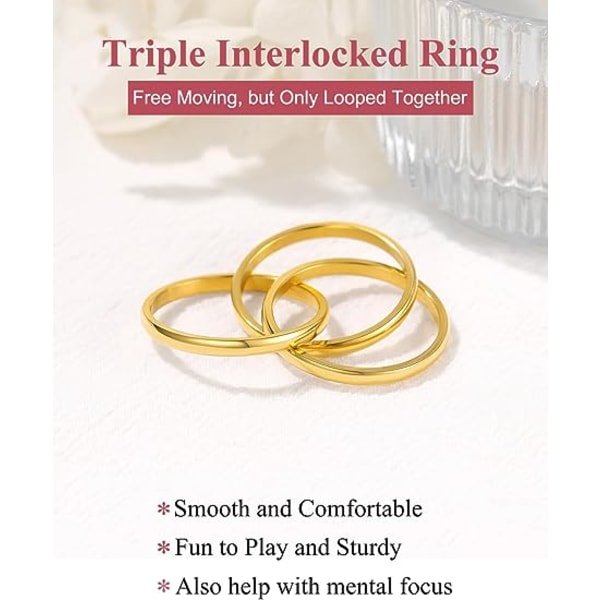18K pläterad interlocked Rolling Fidget Ring för ångest för kvinnor och män, rostfritt stål/tricolor/regnbåge/roséguld/svart/guld staplingsring (5)