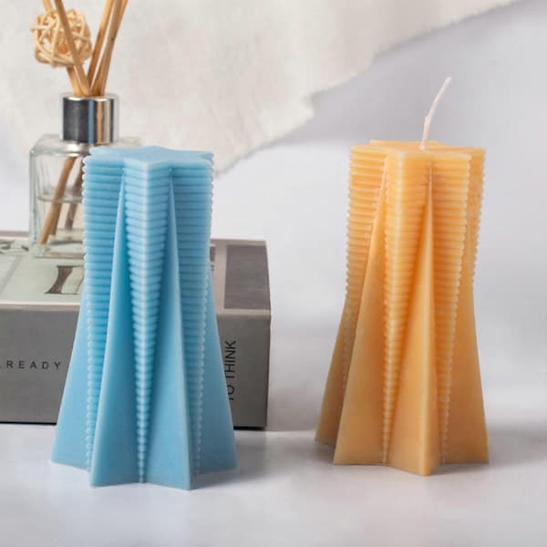 Silikone lysform Genanvendelige lysforme 3D lysfremstilling sekskantet cylinder lysforme silikone til DIY 3D lys