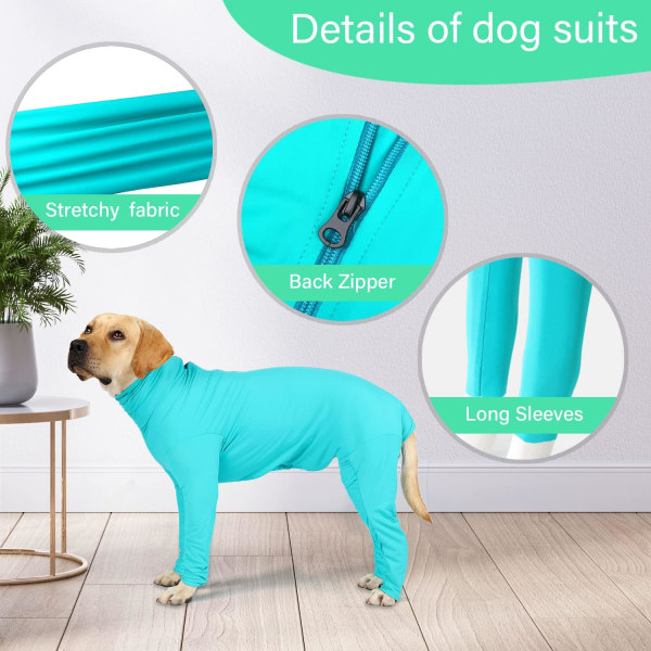 Hund Onesie Efter operation Pet Kirurgisk Recovery Suit Anti Shedding Bodysuit för Kvinnliga Hanhundar Långärmad Claming Pyjamas med Ben Blå/XL