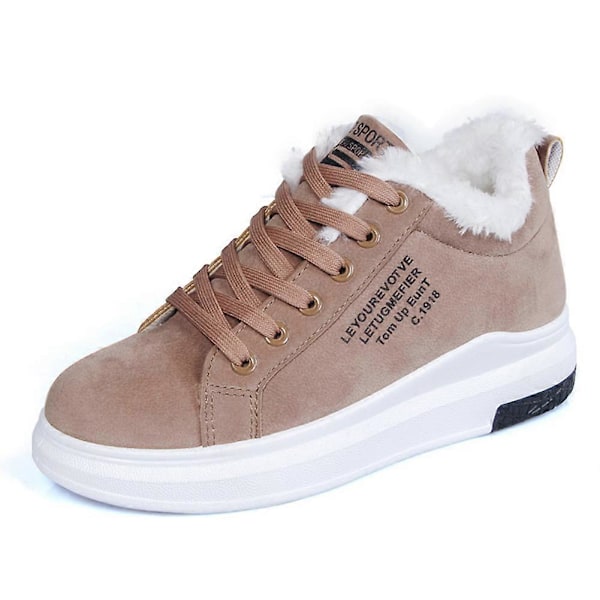 Damskor Varma Stövlar Casual Snörning Ankle Boots Utomhus Anti-Halk Boots Vinter Brown 40