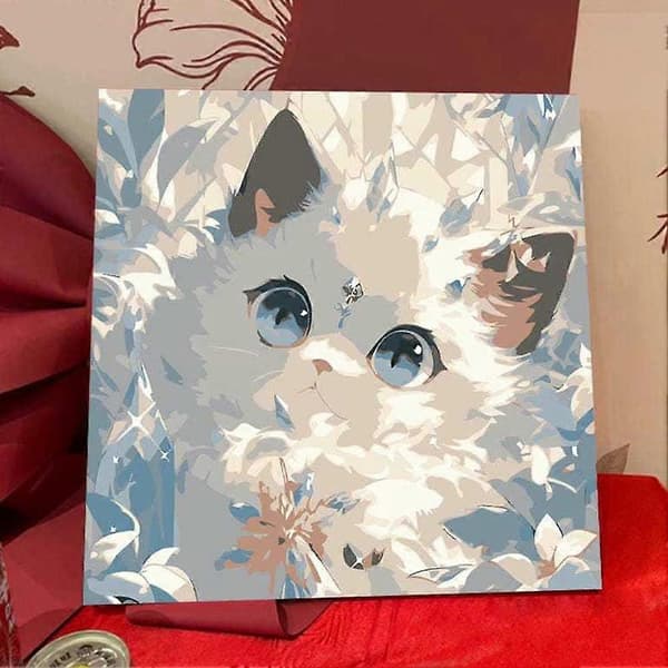 Katt DIY Digital Oljemålning Efter Nummer 20x20cm Hem Väggkonst Present