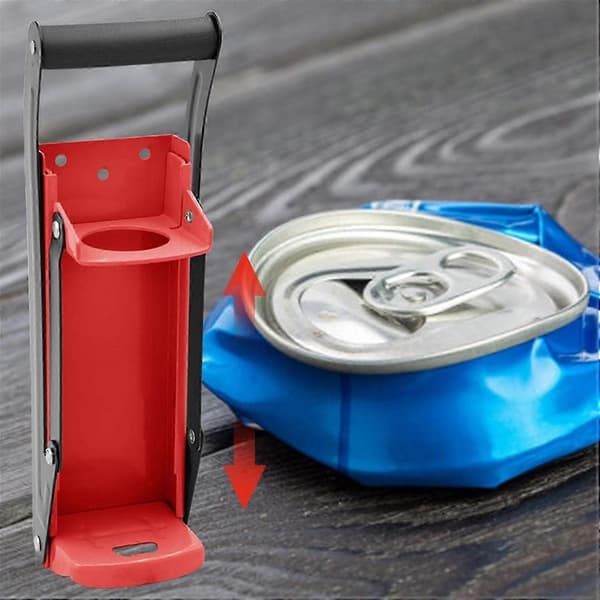 500 ml plastflaske- og boks-knuser, kraftig, for resirkulering (rød)