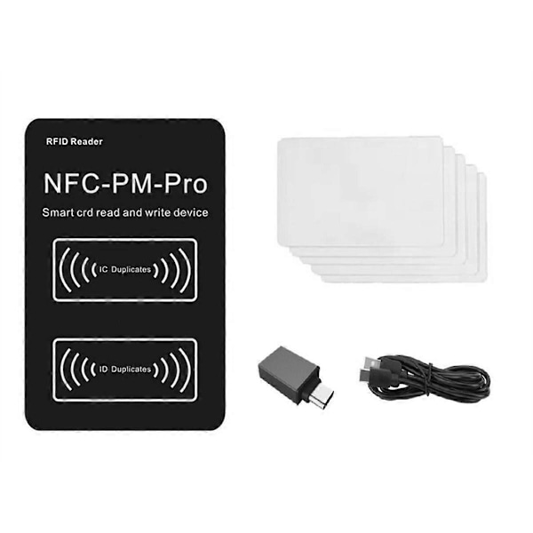 RFID Smart Chip-läsare PM PRO Dekoder + 5XUID Kort NFC Nyckelkopierare 13,56Mhz 125Khz Badge Skriv Token I