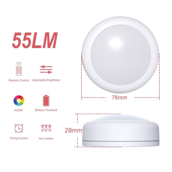 LED spotlight 6-pack with 2 remote controls RGB design, various colors, white - Perfet white