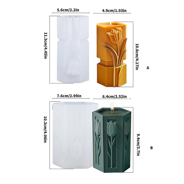 3D Blomster Cylinder Silikone Lysforme til Epoxyharpiks Fremstilling af Lys Sæbe Gips Silikoneforme til Boligindretning