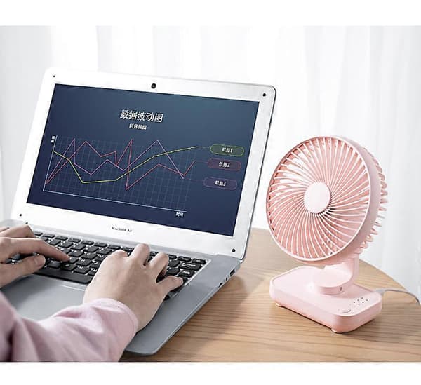 Stille ventilator, USB bordventilator, bærbar 4 hastigheder lille, hvid