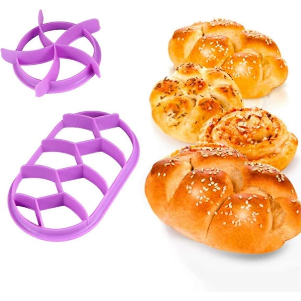 Set med 2 Brödformar i Plast, Press för Bröd, Bakform, DIY Deg, Keks, Lila