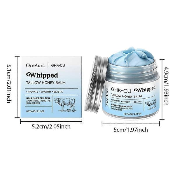 Pisket Talg Honning Balsam 60g, Oksetalg Anti-Aging Behandling til Tør & Følsom Hud 3pcs